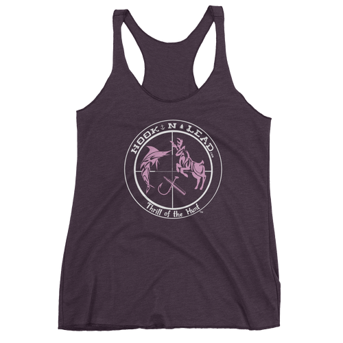 HOOKNLEAD.com offers woman a tank top for outdoors man that hunt fish in pink and white print