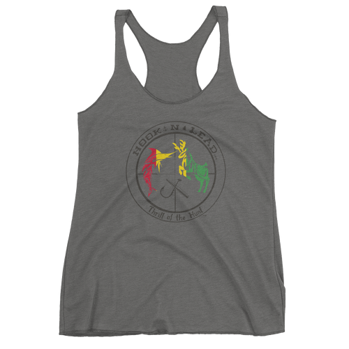 HOOKNLEAD.com offers woman a tank top for outdoors man that hunt fish in rasta and black print
