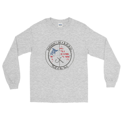 HOOKNLEAD.com offers men and woman a long sleeve t shirt for outdoors man that hunt fish in usa stars and stripes print