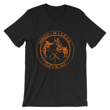 HOOKNLEAD.com offers men and woman a short sleeve t shirt for outdoors man that hunt fish in blazing orange print