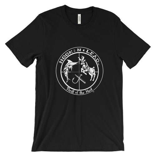 HOOKNLEAD.com offers men and woman a short sleeve t shirt for outdoors man that hunt fish in short print