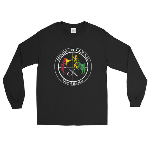 HOOKNLEAD.com offers men and woman a long sleeve t shirt for outdoors man that hunt fish in rasta print