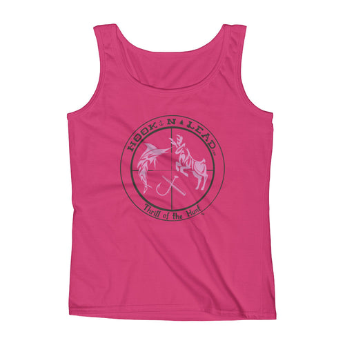 HOOKNLEAD.com offers a woman tank for outdoors man that hunt fish in pink print