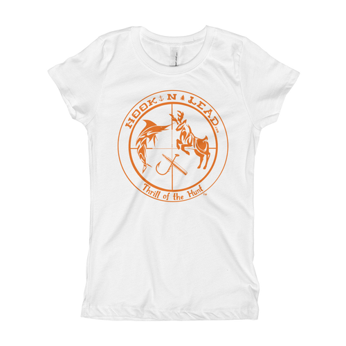HOOKNLEAD.com offers men women and kids a short sleeve t shirt for outdoors man that hunt fish in blazing orange print print