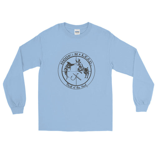 HOOKNLEAD.com offers men and woman a long sleeve t shirt for outdoors man that hunt fish in black print