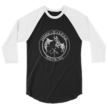 HOOKNLEAD.com offers men and woman a 3/4 sleeve raglan t shirt for outdoors man that hunt fish in white print